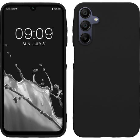 Husă Samsung Galaxy A15 TPU mată neagră, vedere frontală, protecție completă spate și margini