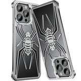 Husa de Protectie Compatibila iPhone 15 Pro, cu Suport Metalic pentru Camera, Armor Protective Series, Vivimall, Antisoc, Protectie de Metal pe Margini, Model Paianjen, Negru Gri - vivimall.ro