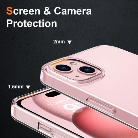 Husa de Protectie din Silicon, pentru Apple iPhone 15, PC, Antisoc, Rezistenta la Impact, Transparenta - vivimall.ro
