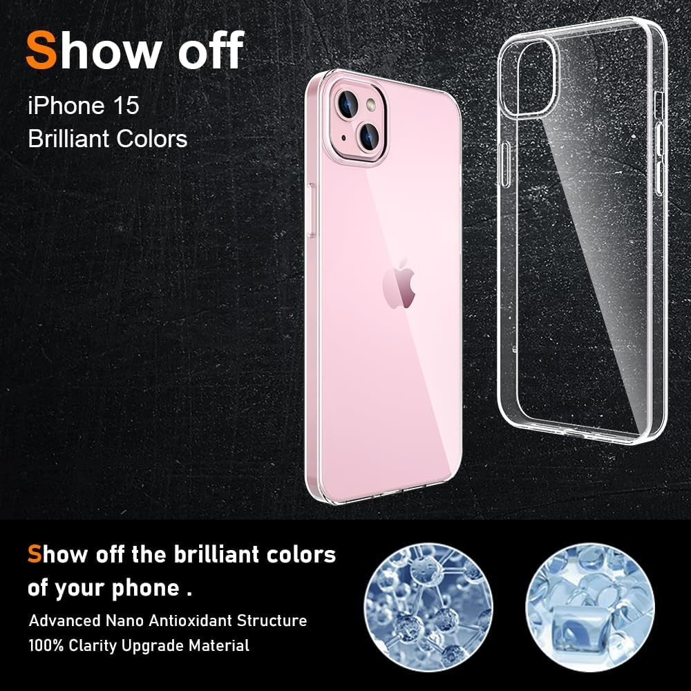 Husa de Protectie din Silicon, pentru Apple iPhone 15, PC, Antisoc, Rezistenta la Impact, Transparenta - vivimall.ro
