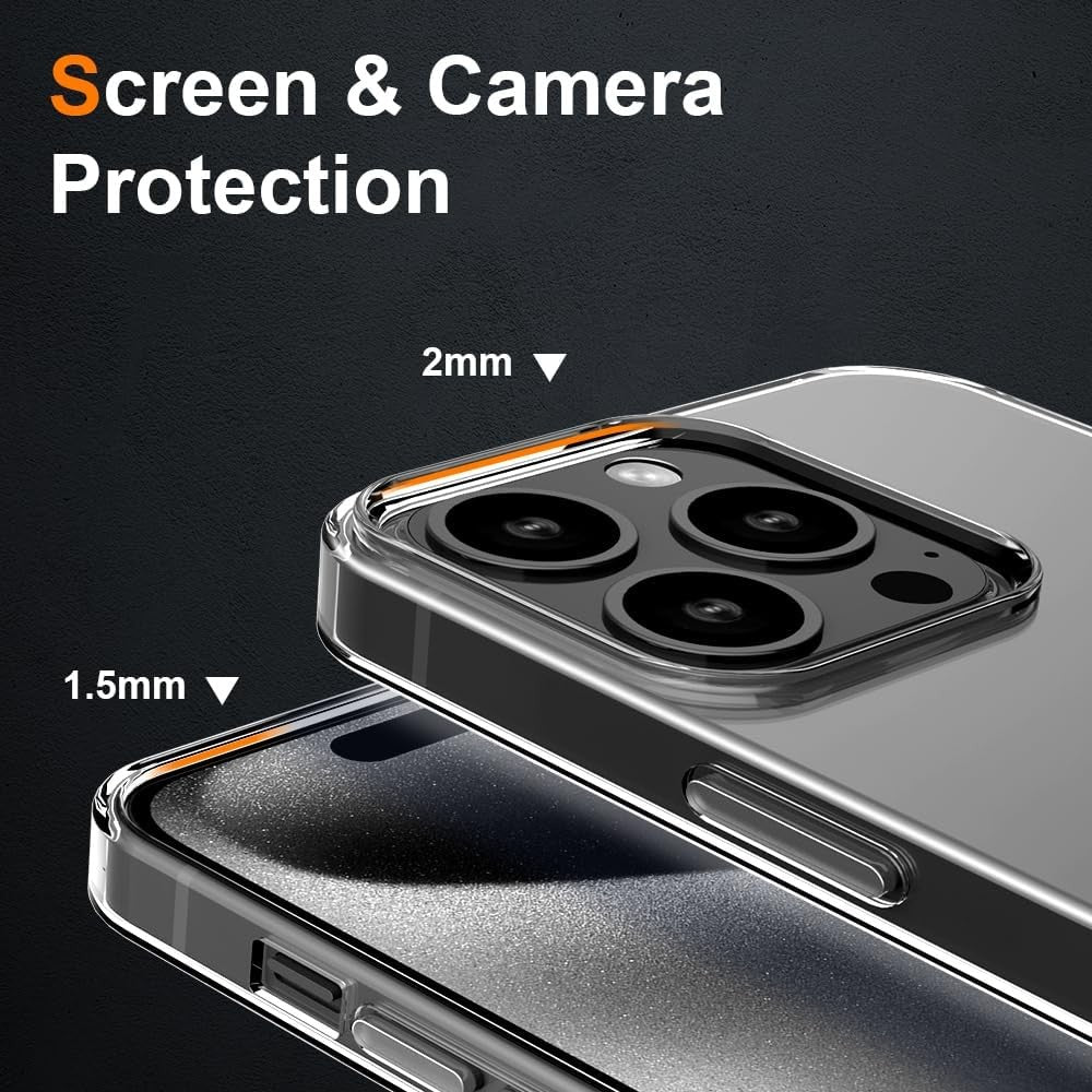 Husa de Protectie din Silicon, pentru Apple iPhone 15 Pro Max, PC, Antisoc, Rezistenta la Impact, Transparenta - vivimall.ro