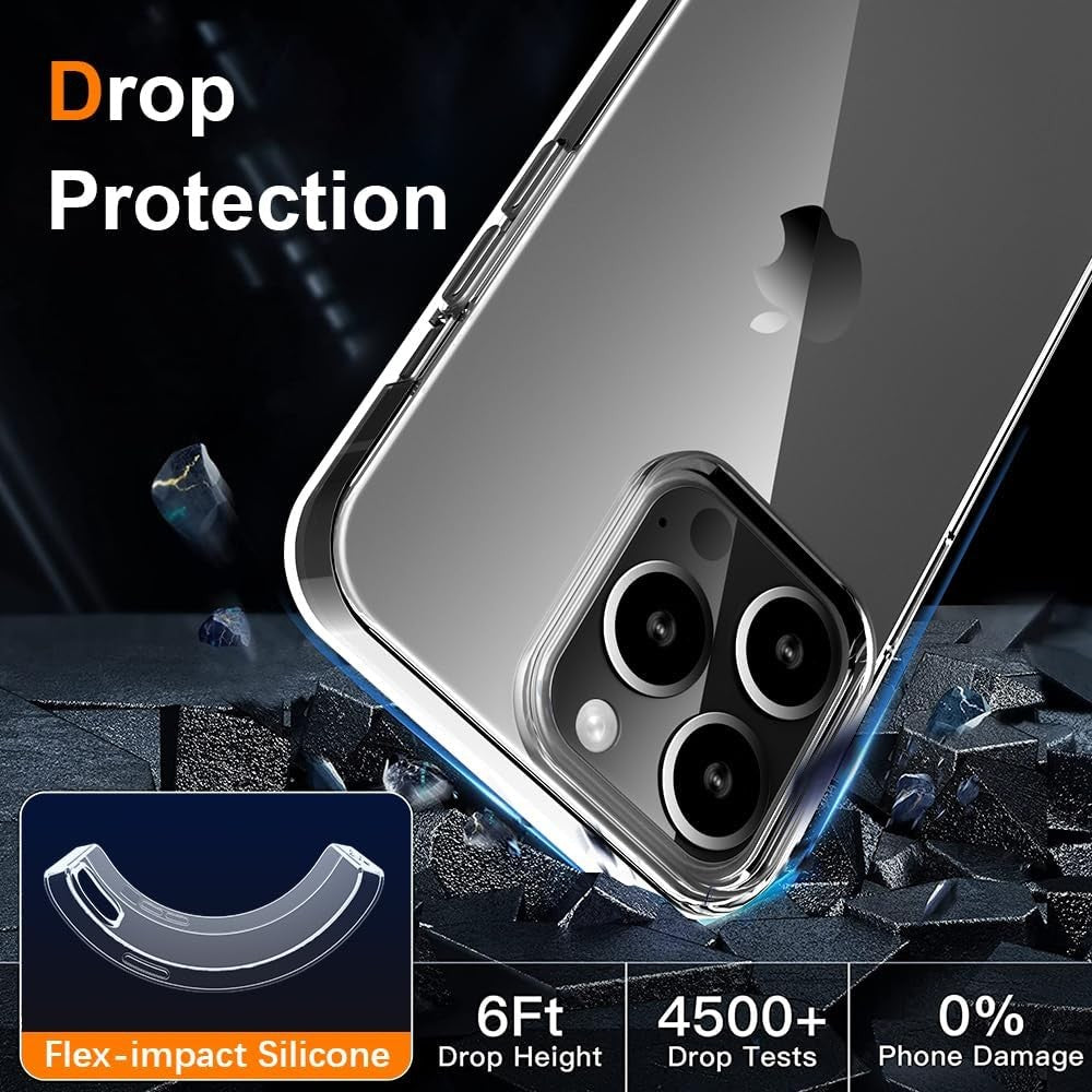 Husa de Protectie din Silicon, pentru Apple iPhone 15 Pro Max, PC, Antisoc, Rezistenta la Impact, Transparenta - vivimall.ro