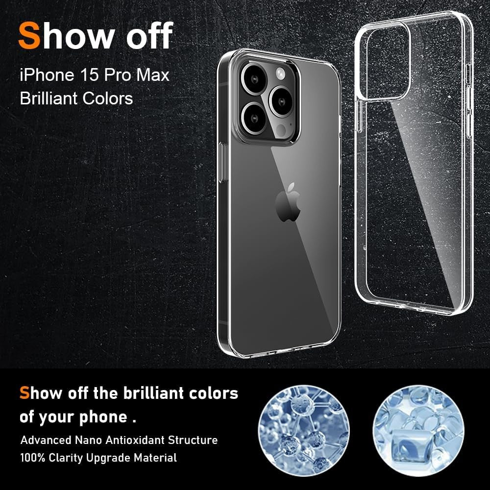 Husa de Protectie din Silicon, pentru Apple iPhone 15 Pro Max, PC, Antisoc, Rezistenta la Impact, Transparenta - vivimall.ro