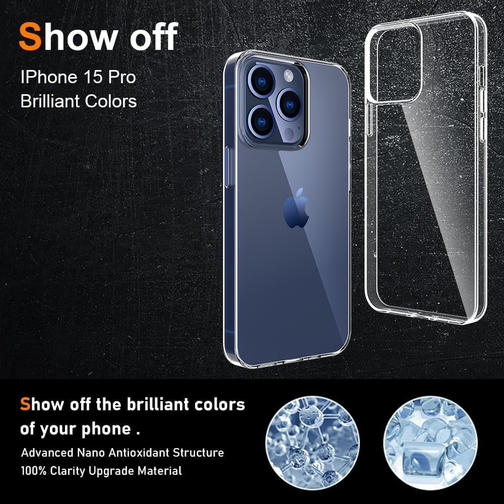 Husa de Protectie din Silicon, pentru Apple iPhone 15 Pro, PC, Antisoc, Rezistenta la Impact, Transparenta - vivimall.ro