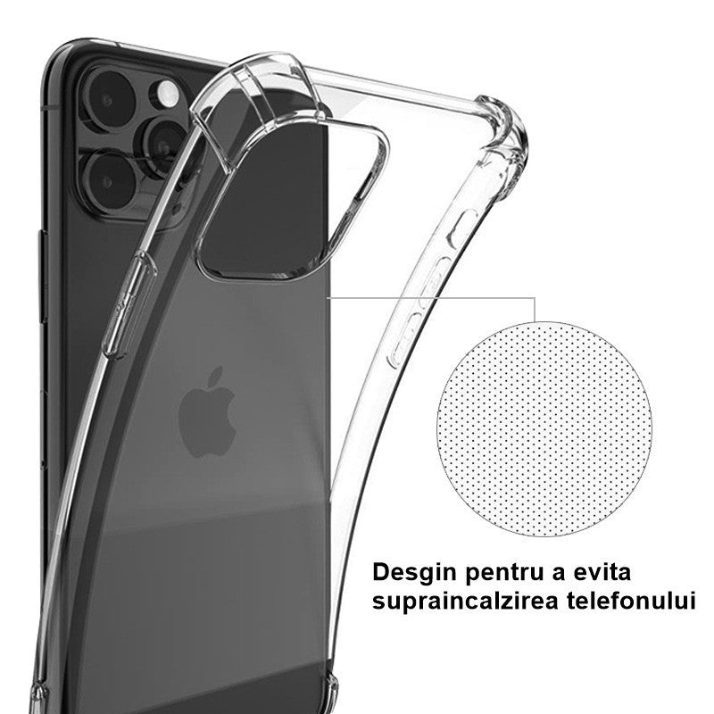 Husa de protectie Vivimall, TPU, pentru Apple iPhone 15 Pro, Antisoc, Protectie colturi, Rezistenta la impact, 1.5 mm, Transparenta - vivimall.ro