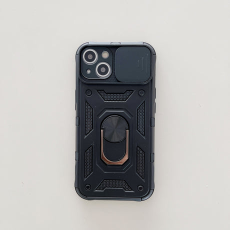 Husa de protectie Flippy compatibila cu Apple iPhone 13 Defender Model 4 cu suport,Negru - vivimall.ro