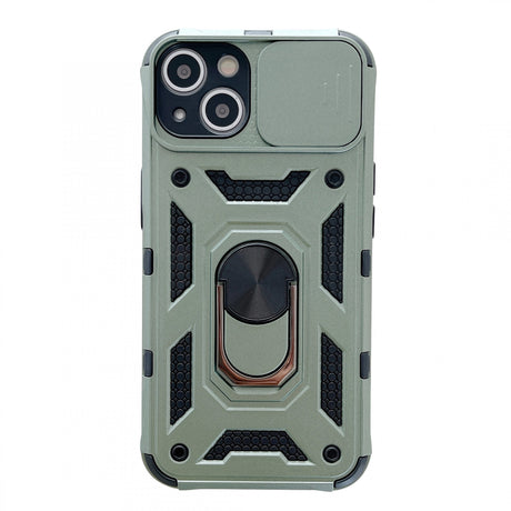 Husa de protectie Flippy compatibila cu Apple iPhone 13 Defender Model 4 cu suport,Verde - vivimall.ro