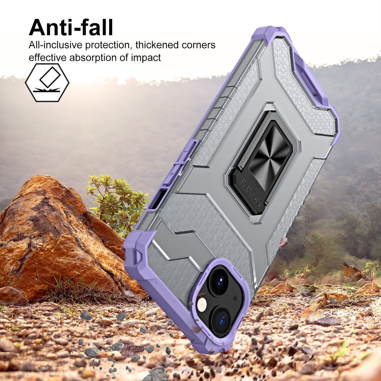 Husa de protectie Flippy compatibila cu Apple iPhone 13 Mini Acrylic Armor cu suport Mov - vivimall.ro