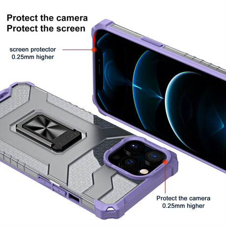 Husa de protectie Flippy compatibila cu Apple iPhone 13 Pro Acrylic Armor cu suport Mov - vivimall.ro