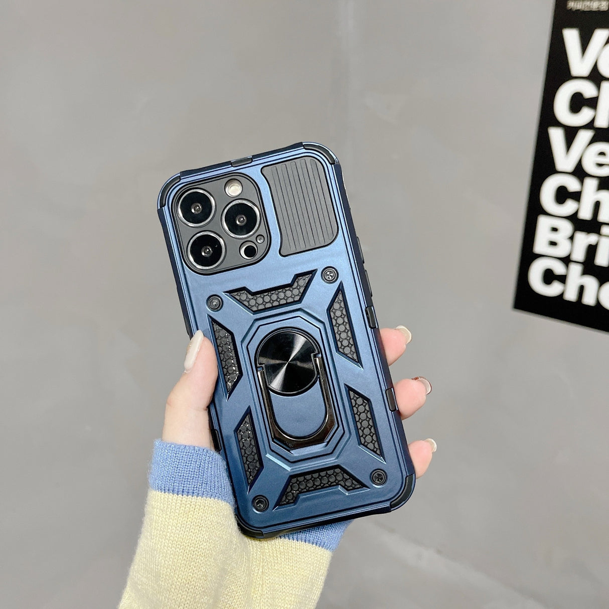 Husa de protectie Flippy compatibila cu Apple iPhone 13 Pro Defender Model 4 cu suport,Albastru - vivimall.ro