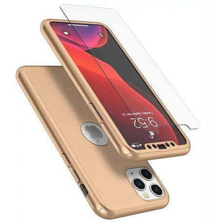 Husa de protectie Flippy compatibila cu Apple iPhone 13 Pro, Full Cover 360, Auriu + Folie de protectie - vivimall.ro