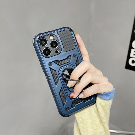 Husa de protectie Flippy compatibila cu Apple iPhone 13 Pro Max Defender Model 4 cu suport,Albastru - vivimall.ro