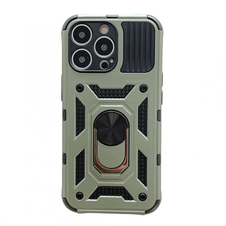 Husa de protectie Flippy compatibila cu Apple iPhone 13 Pro Max Defender Model 4 cu suport,Verde - vivimall.ro