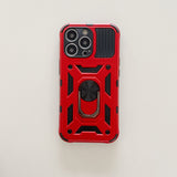 Husa de protectie, Flippy, compatibila cu Apple iPhone 13 Pro Max Defender, Model 4 cu suport, Rosu - vivimall.ro