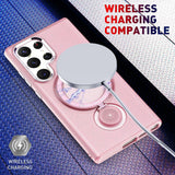 Husa de protectie Flippy, cu incarcare Wireless, Tehnologie Magsafe, TPU, Inel magnetic rotativ cu functie de suport, pentru  Samsung Galaxy S23 , Rose Gold - vivimall.ro