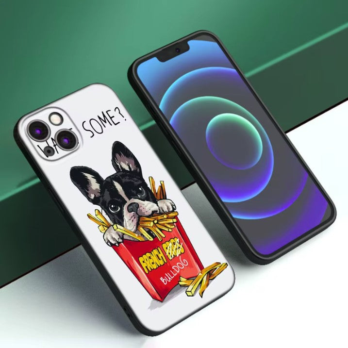 Husa de Protectie, Vivimall, Husa de Protectie pentru iPhone 15 Pro Max, din TPU, Imprimeu Bulldog SOME, Alb - vivimall.ro