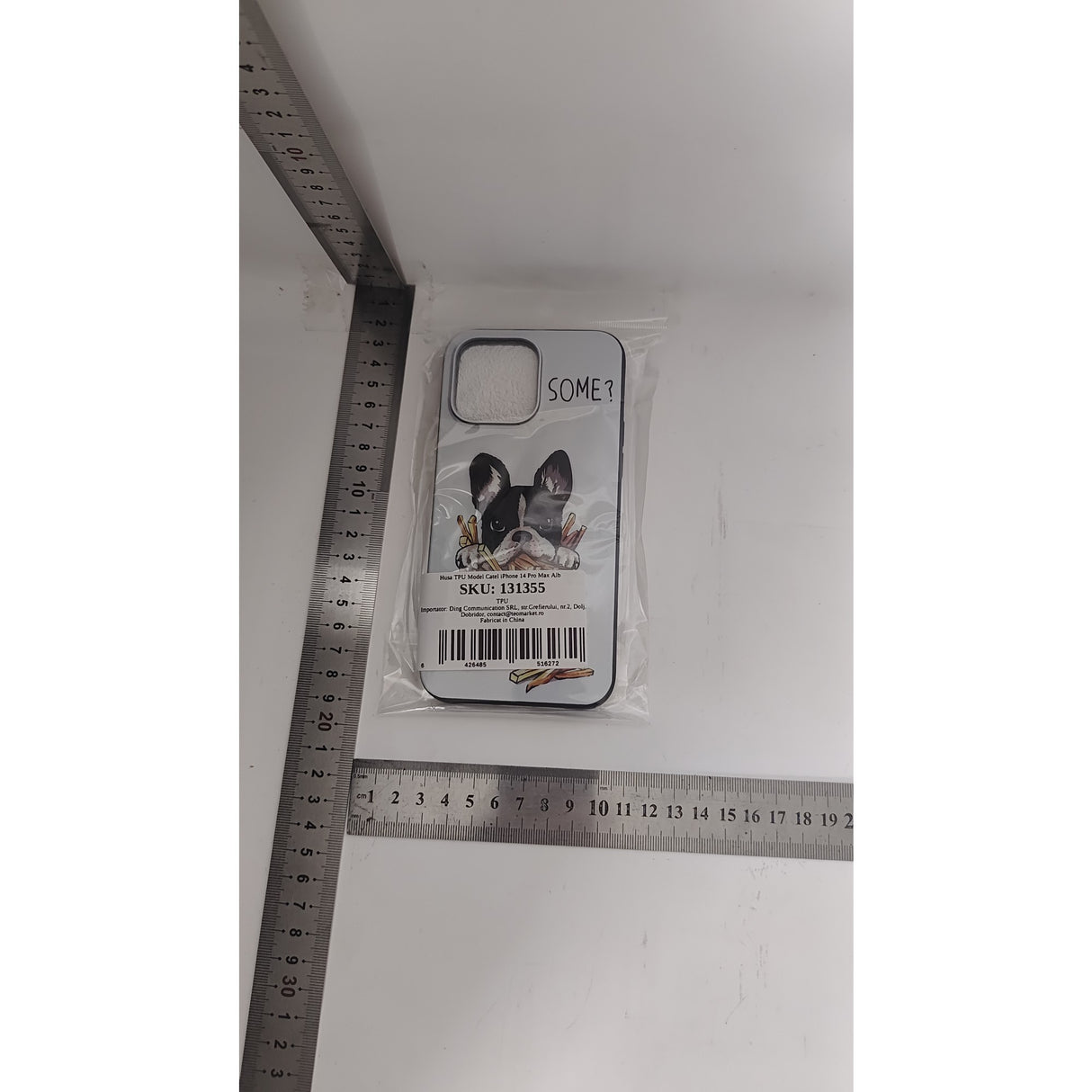 Husa de Protectie, Vivimall, Husa de Protectie pentru iPhone 15 Pro Max, din TPU, Imprimeu Bulldog SOME, Alb - vivimall.ro
