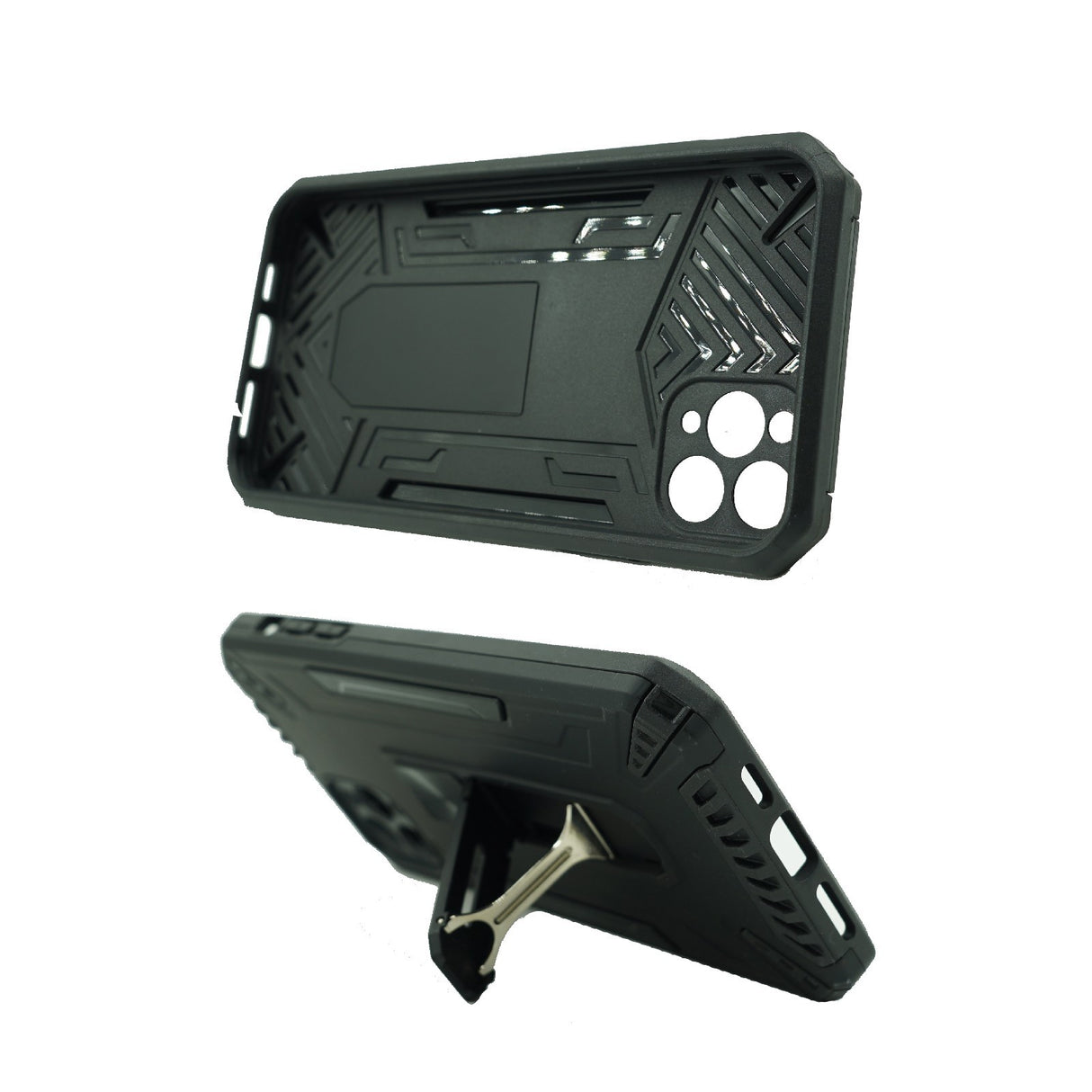 Husa de protectie Flippy pentru Apple iPhone 12 Pro Max Defender Model 4 cu suport, Negru - vivimall.ro