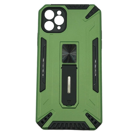 Husă iPhone 12 Pro Max Defender Model 4 verde deschis, vedere frontală cu stand pliabil integrat