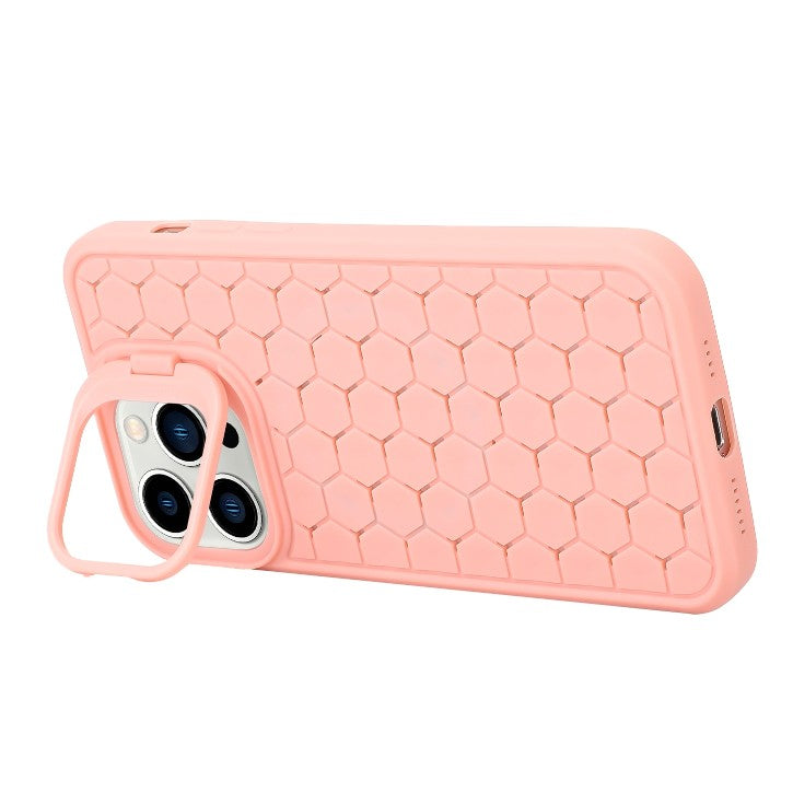 Husa de Protectie TPU, Vivimall, pentru Apple iPhone 15, 3D Cube, cu Inel, Protectie Camera, Antisoc, Antizgariere, Antialunecare, Acoperire Completa, Roz - vivimall.ro
