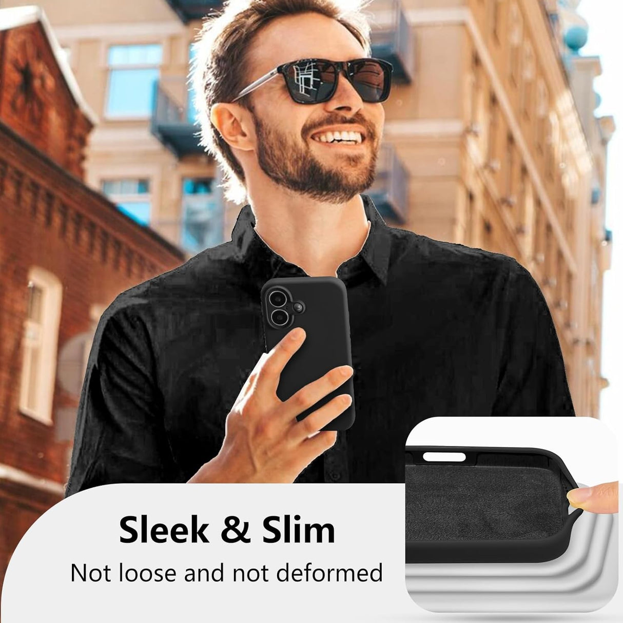 Husa de Protectie, Vivimall, pentru iPhone 16 Plus, Liquid Silicone, cu Microfibra pe Interior, Protectie Antisoc, Compatibil Incarcare Wireless, Negru - vivimall.ro