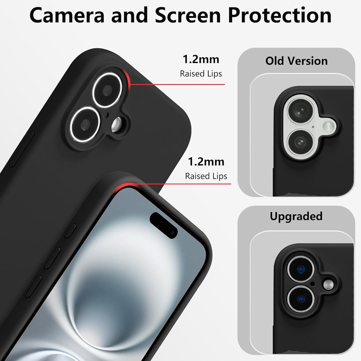 Husa de Protectie, Vivimall, pentru iPhone 16 Plus, Liquid Silicone, cu Microfibra pe Interior, Protectie Antisoc, Compatibil Incarcare Wireless, Negru - vivimall.ro