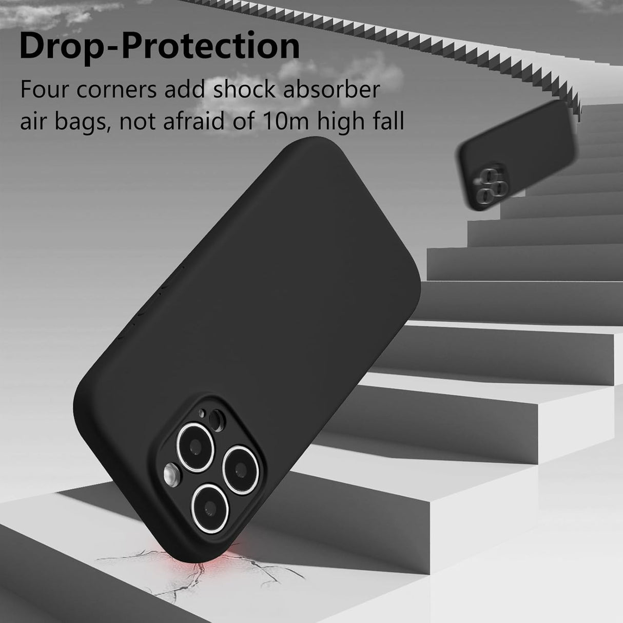 Husa de Protectie, Vivimall, pentru iPhone 16 Pro, Liquid Silicone, cu Microfibra pe Interior, Protectie Antisoc, Compatibil Incarcare Wireless, Negru - vivimall.ro
