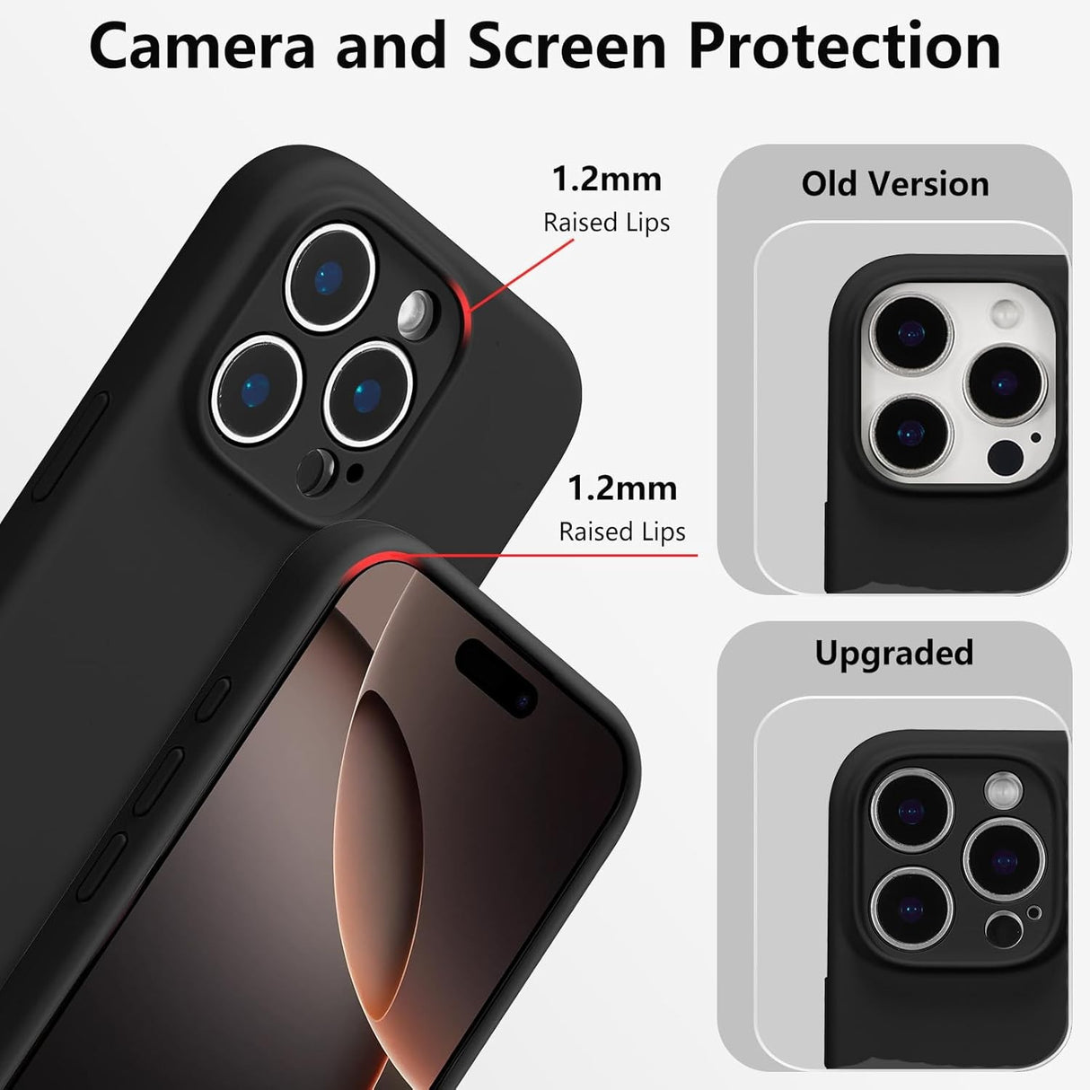 Husa de Protectie, Vivimall, pentru iPhone 16 Pro, Liquid Silicone, cu Microfibra pe Interior, Protectie Antisoc, Compatibil Incarcare Wireless, Negru - vivimall.ro