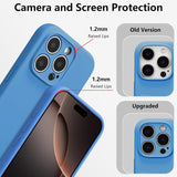 Husa de Protectie, Vivimall, pentru iPhone 16 Pro Max, Liquid Silicone, cu Microfibra pe Interior, Protectie Antisoc, Compatibil Incarcare Wireless, Albastru - vivimall.ro