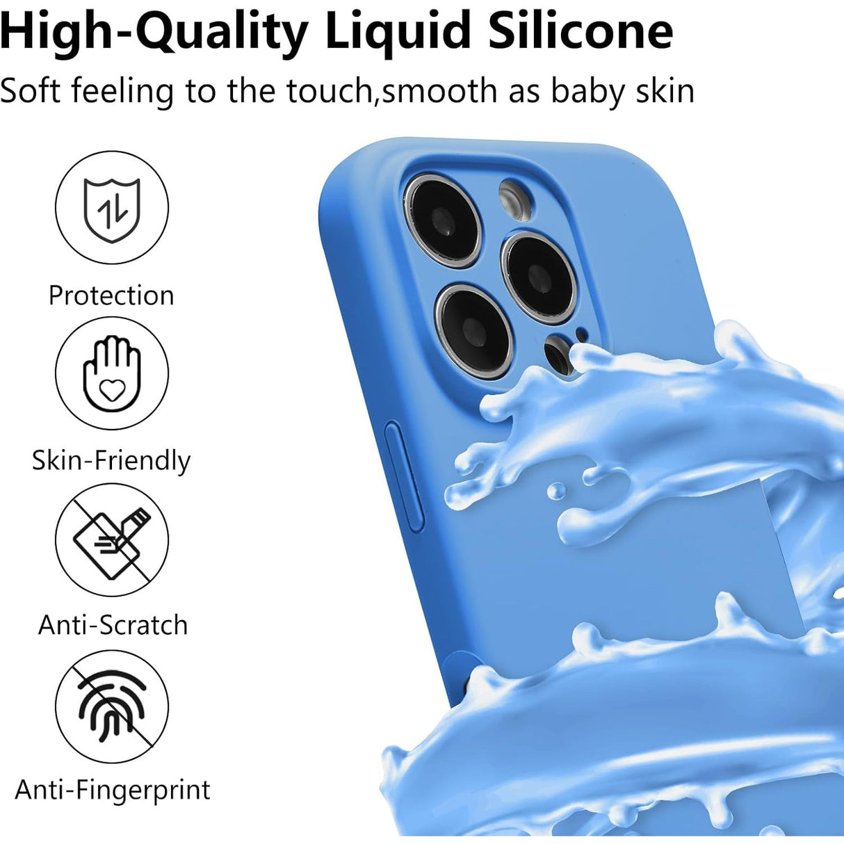 Husa de Protectie, Vivimall, pentru iPhone 16 Pro Max, Liquid Silicone, cu Microfibra pe Interior, Protectie Antisoc, Compatibil Incarcare Wireless, Albastru - vivimall.ro