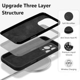 Husa de Protectie, Vivimall, pentru iPhone 16 Pro Max, Liquid Silicone, cu Microfibra pe Interior, Protectie Antisoc, Compatibil Incarcare Wireless, Negru - vivimall.ro