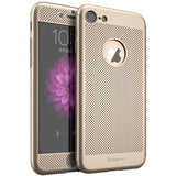 Husa de Protectie, Flippy, pentru Apple iPhone 7 Plus, Full Cover 360 Air cu Gauri si Folie de Protectie, Plastic, Auriu - vivimall.ro