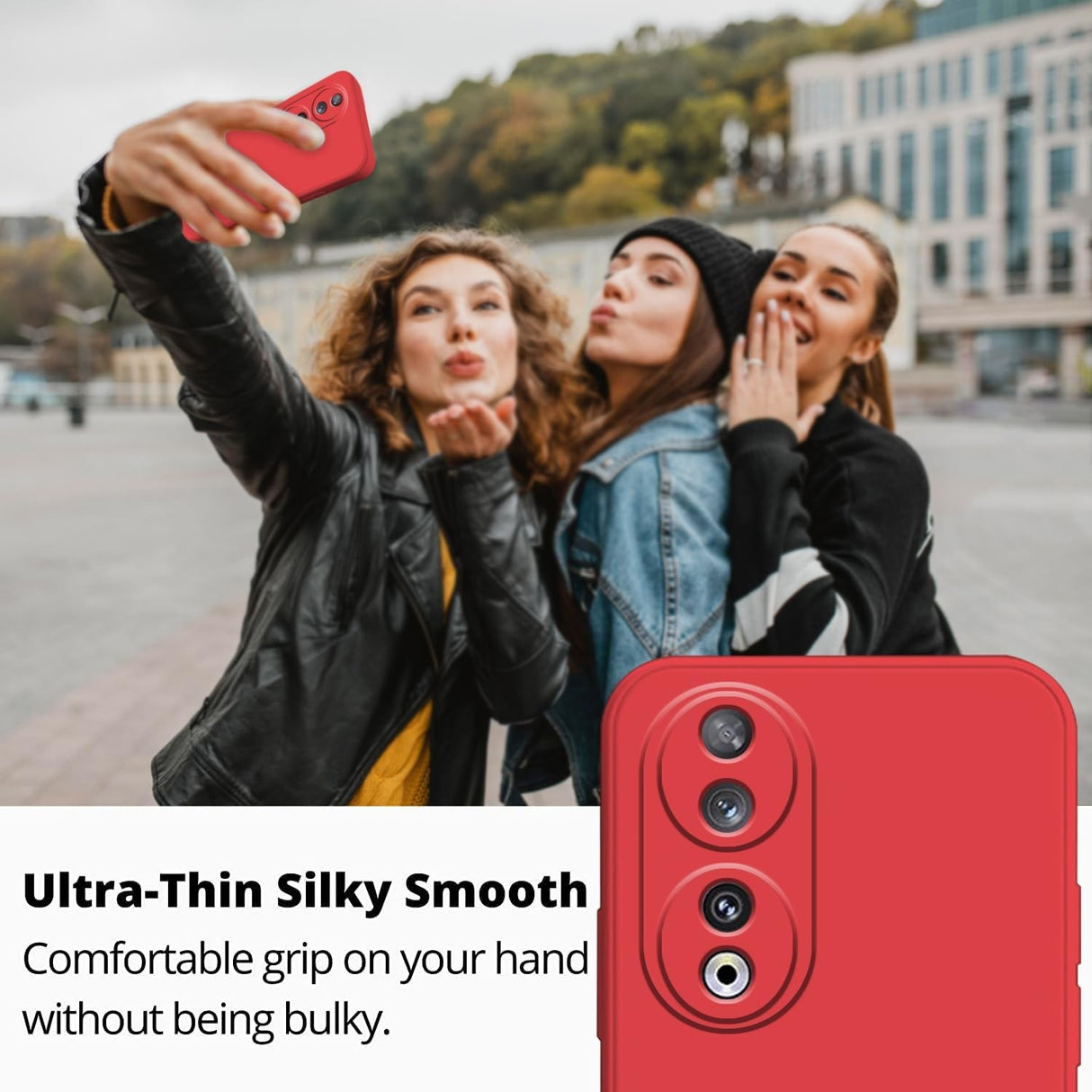 Husa de Protectie, Vivimall, pentru Honor 90, Liquid Silicone, cu Microfibra pe Interior, Protectie Antisoc, Compatibil Incarcare Wireless, Rosu - vivimall.ro