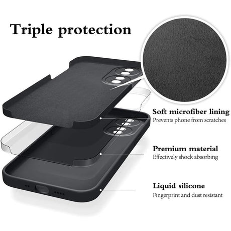 Husa de Protectie, Flippy, pentru Honor 90, Liquid Silicone, cu Microfibra pe Interior, Protectie Antisoc, Compatibil Incarcare Wireless, Negru - vivimall.ro