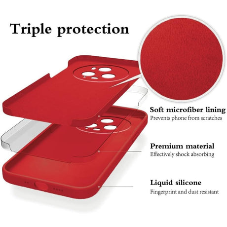 Husa de Protectie, Vivimall, pentru Honor Magic 5 Pro, Liquid Silicone, cu Microfibra pe Interior, Protectie Antisoc, Compatibil Incarcare Wireless, Rosu - vivimall.ro