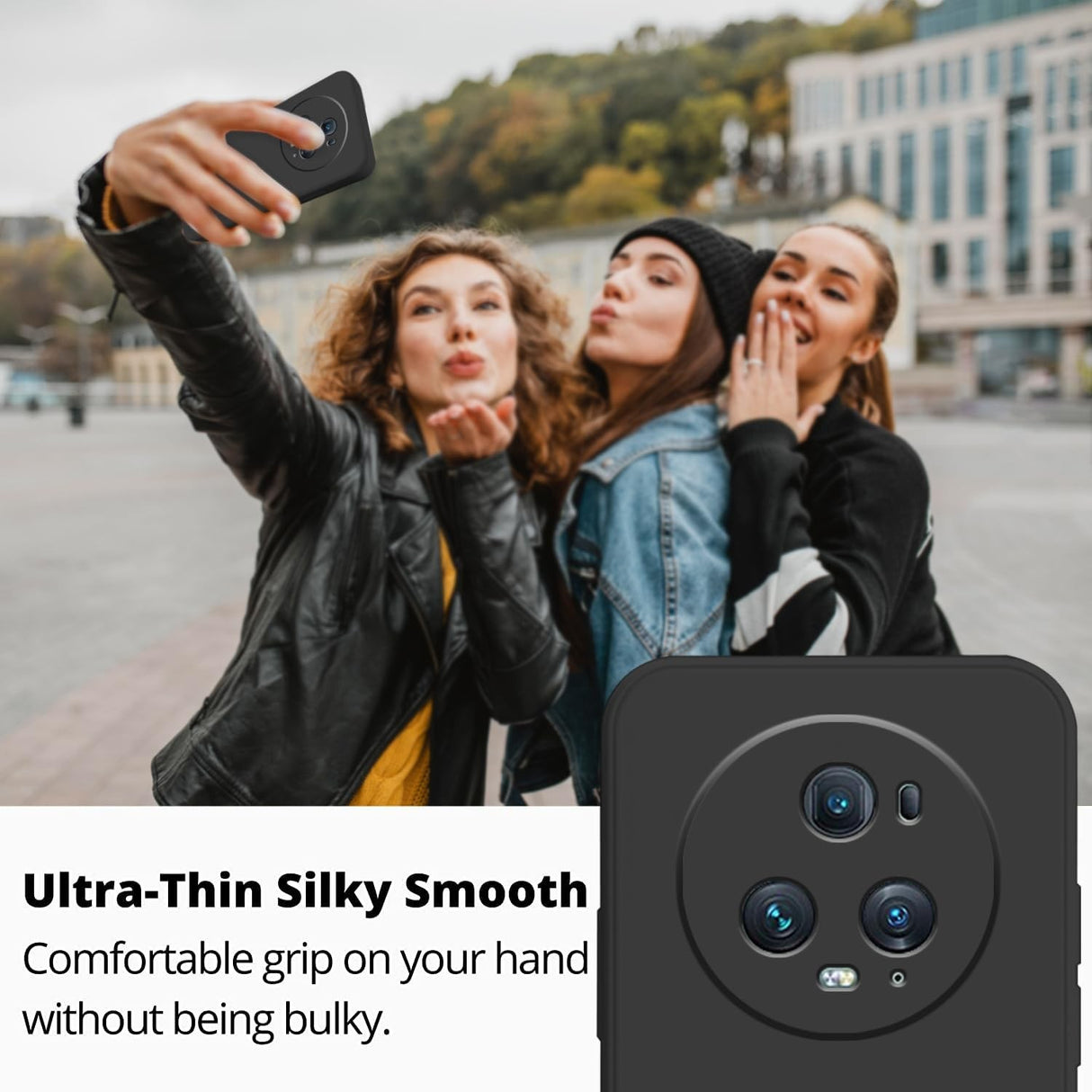 Husa de Protectie, Vivimall, pentru Honor Magic 5 Pro, Liquid Silicone, cu Microfibra pe Interior, Protectie Antisoc, Compatibil Incarcare Wireless, Negru - vivimall.ro