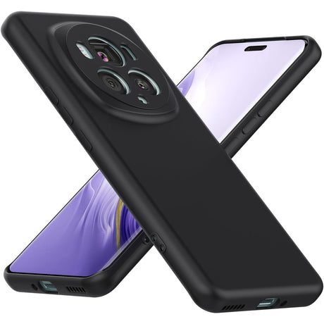 Husa de Protectie, Vivimall, pentru Honor Magic 6 Pro, Liquid Silicone, cu Microfibra pe Interior, Protectie Antisoc, Compatibil Incarcare Wireless, Negru - vivimall.ro