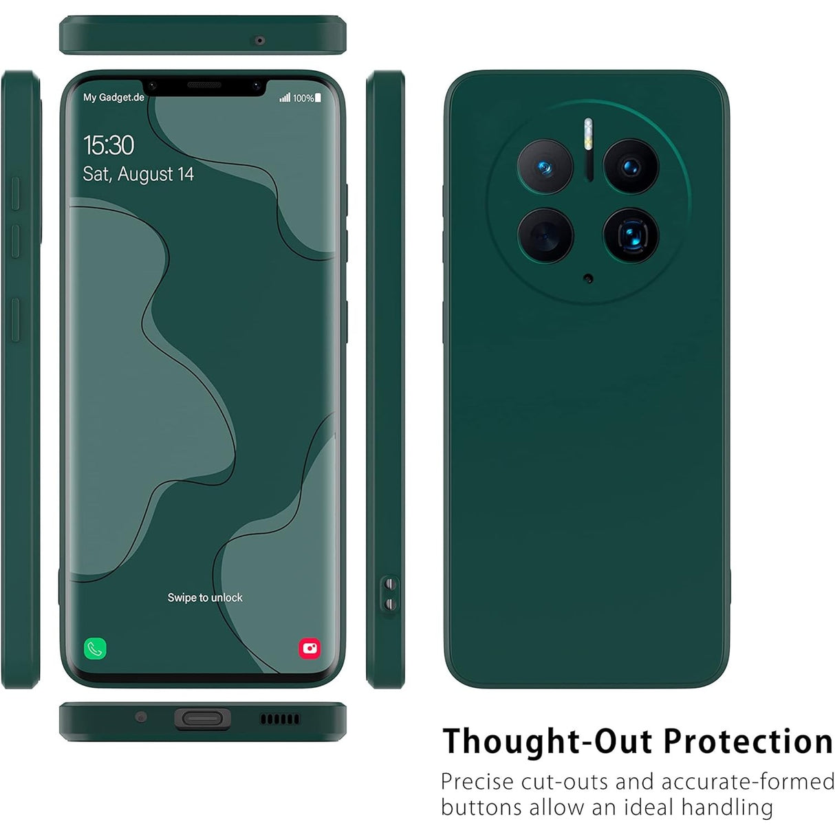 Husa de Protectie, Vivimall, pentru Huawei Mate 50 Pro, Liquid Silicone, cu Microfibra pe Interior, Protectie Antisoc, Compatibil Incarcare Wireless, Verde - vivimall.ro