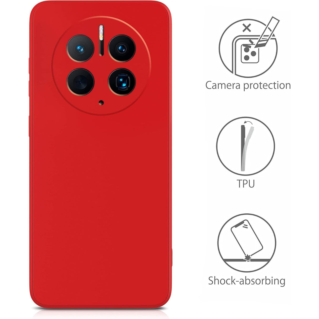Husa de Protectie, Vivimall, pentru Huawei Mate 50 Pro, Liquid Silicone, cu Microfibra pe Interior, Protectie Antisoc, Compatibil Incarcare Wireless, Rosu - vivimall.ro