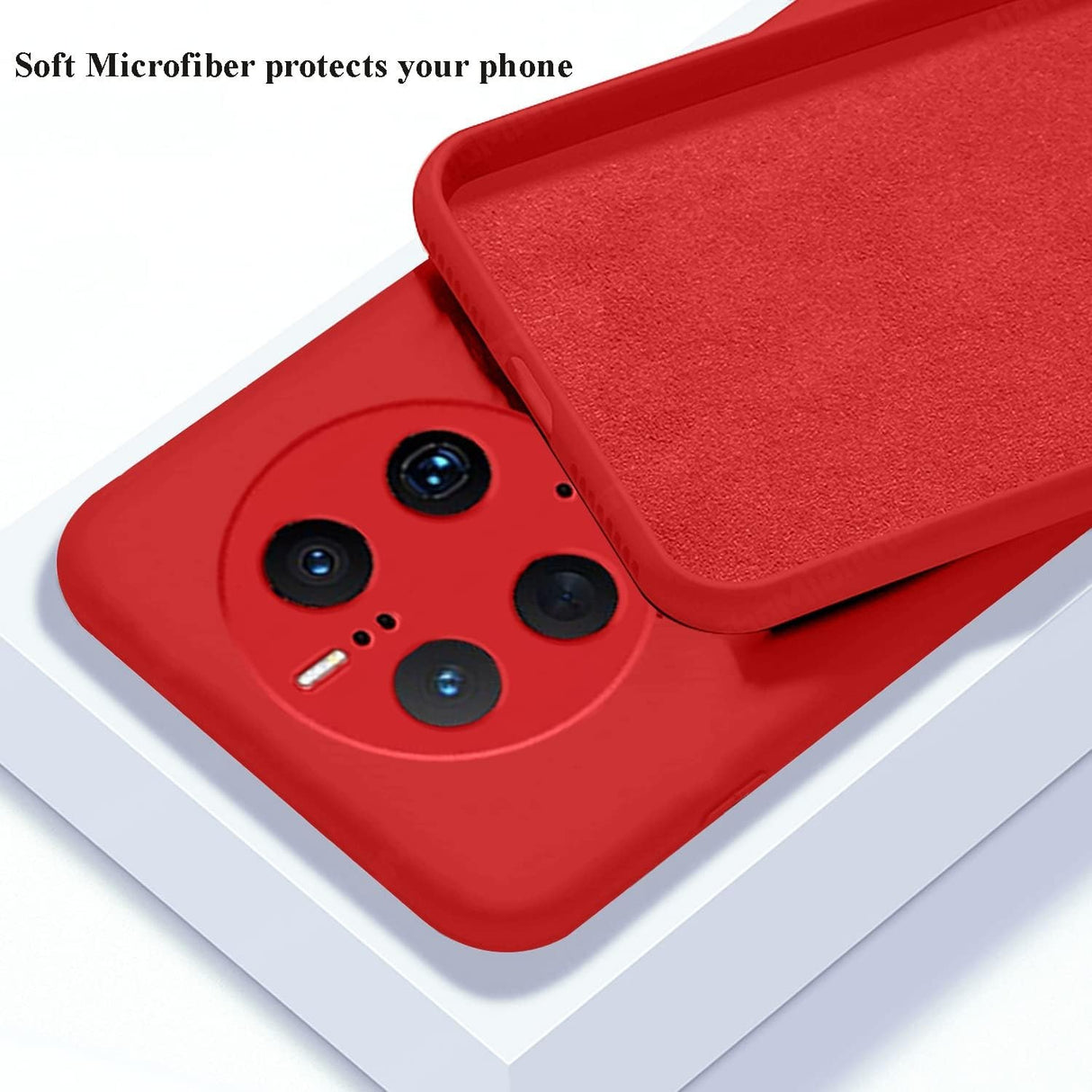 Husa de Protectie, Vivimall, pentru Huawei Mate 50 Pro, Liquid Silicone, cu Microfibra pe Interior, Protectie Antisoc, Compatibil Incarcare Wireless, Rosu - vivimall.ro