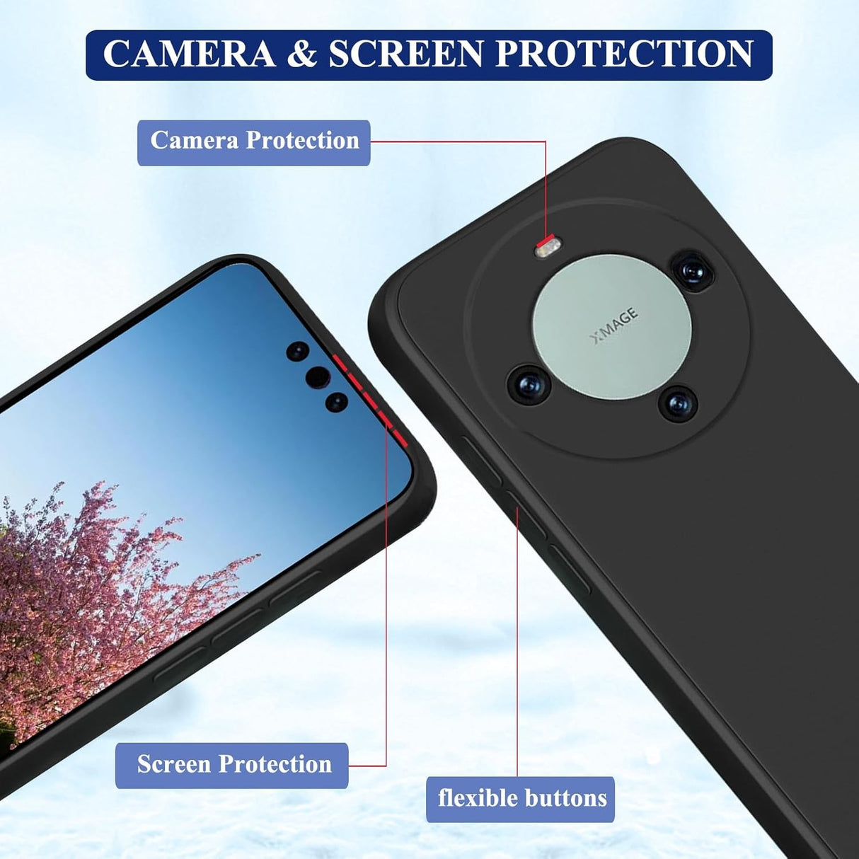 Husa de Protectie, Vivimall, pentru Huawei Mate 60 Pro, Liquid Silicone, cu Microfibra pe Interior, Protectie Antisoc, Compatibil Incarcare Wireless, Negru - vivimall.ro