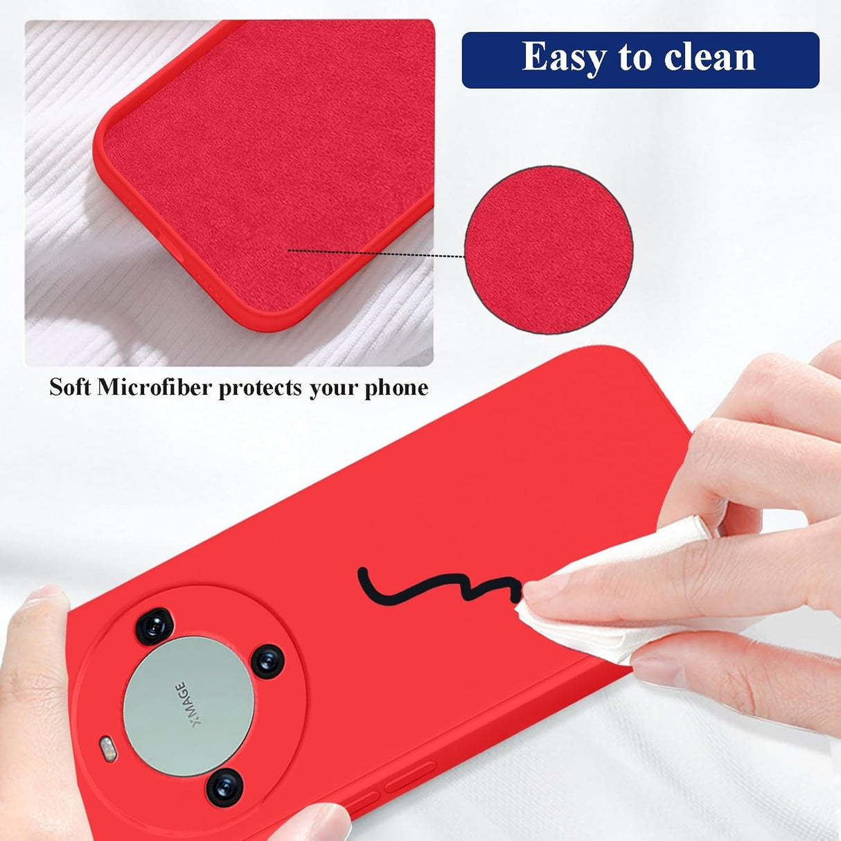 Husa de Protectie, Vivimall, pentru Huawei Mate 60 Pro, Liquid Silicone, cu Microfibra pe Interior, Protectie Antisoc, Compatibil Incarcare Wireless, Rosu - vivimall.ro