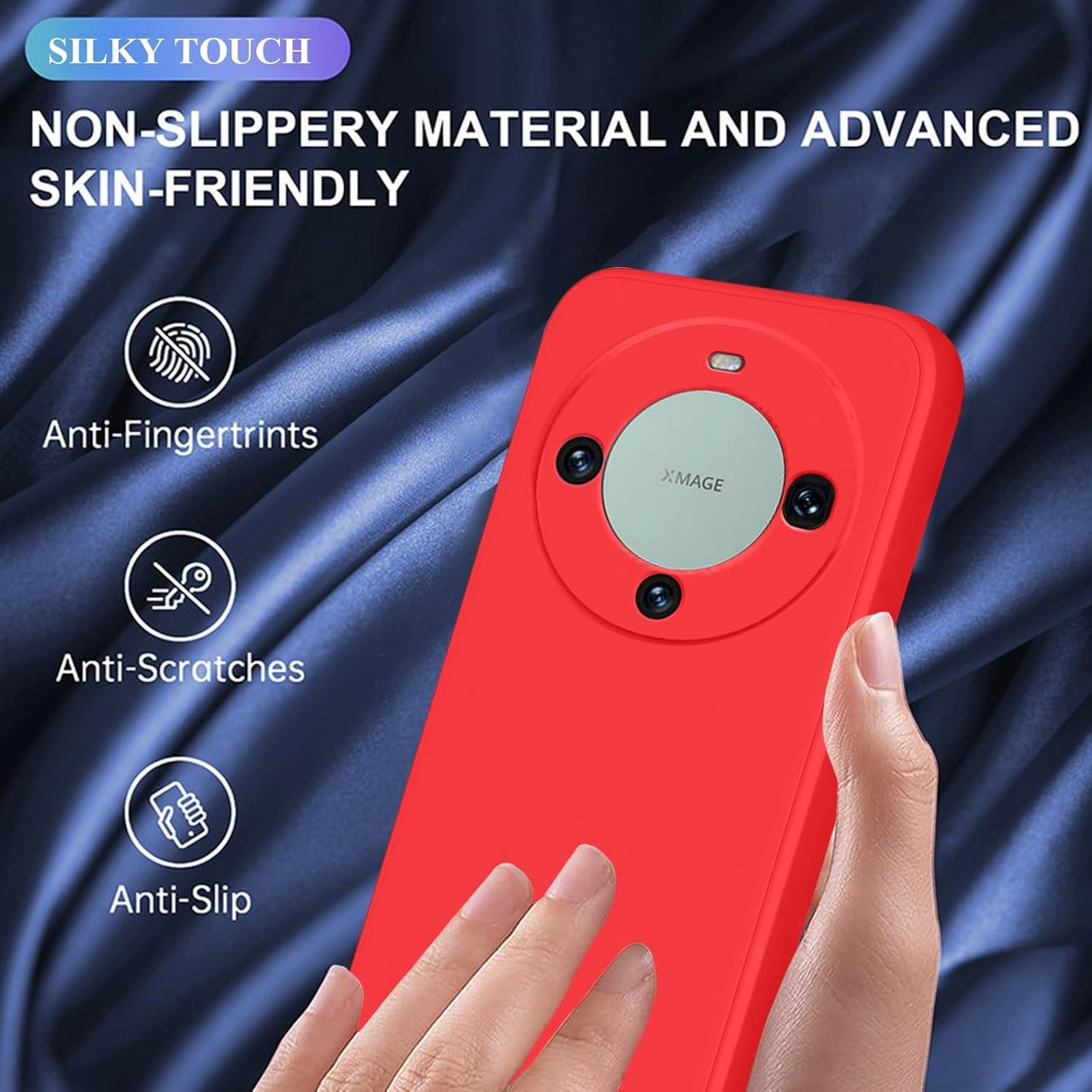 Husa de Protectie, Vivimall, pentru Huawei Mate 60 Pro, Liquid Silicone, cu Microfibra pe Interior, Protectie Antisoc, Compatibil Incarcare Wireless, Rosu - vivimall.ro