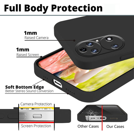 Husa de Protectie, Vivimall, pentru Huawei P50 Pro, Liquid Silicone, cu Microfibra pe Interior, Protectie Antisoc, Compatibil Incarcare Wireless, Negru - vivimall.ro