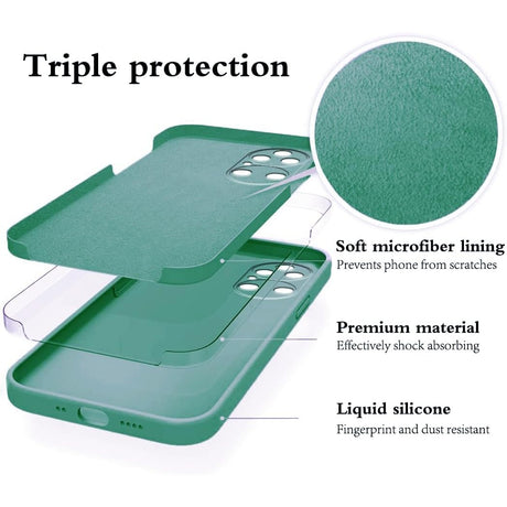 Husa de Protectie, Vivimall, pentru Huawei P50 Pro, Liquid Silicone, cu Microfibra pe Interior, Protectie Antisoc, Compatibil Incarcare Wireless, Verde - vivimall.ro