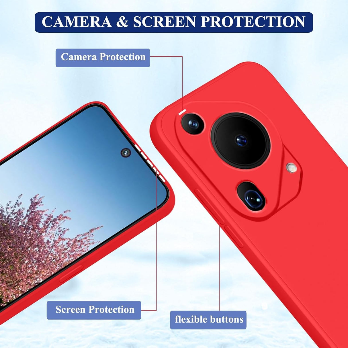 Husa de Protectie, Vivimall, pentru Huawei Pura 70, Liquid Silicone, cu Microfibra pe Interior, Protectie Antisoc, Compatibil Incarcare Wireless, Rosu - vivimall.ro