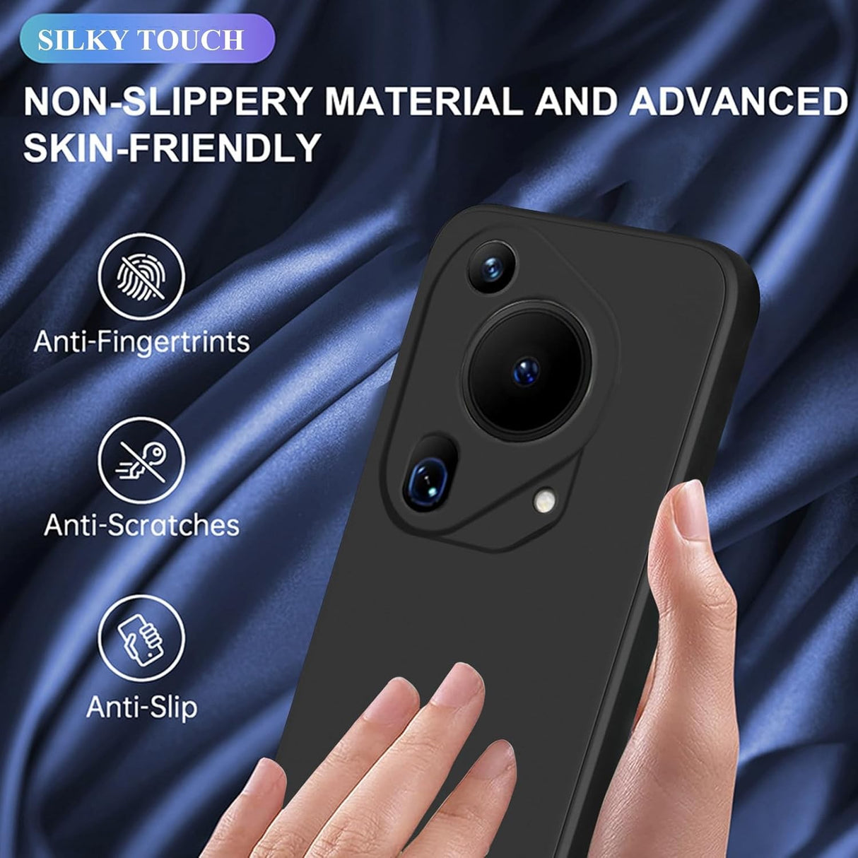 Husa de Protectie, Vivimall, pentru Huawei Pura 70 Pro, Liquid Silicone, cu Microfibra pe Interior, Protectie Antisoc, Compatibil Incarcare Wireless, Negru - vivimall.ro
