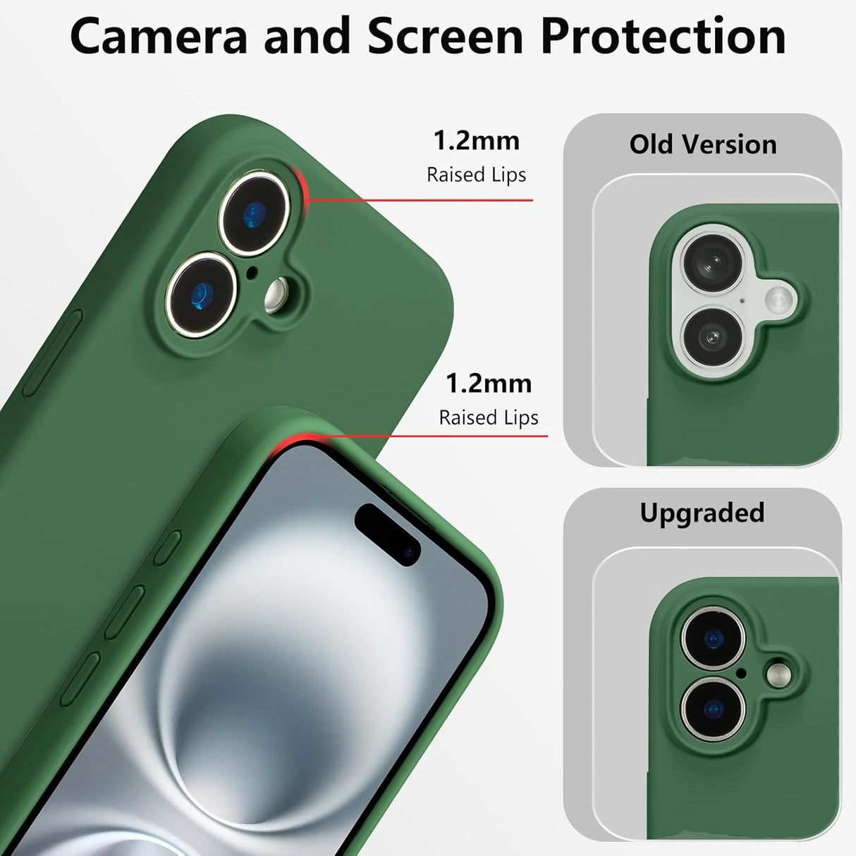 Husa de Protectie, Vivimall, pentru iPhone 16 Plus, Liquid Silicone, cu Microfibra pe Interior, Protectie Antisoc, Compatibil Incarcare Wireless, Verde - vivimall.ro
