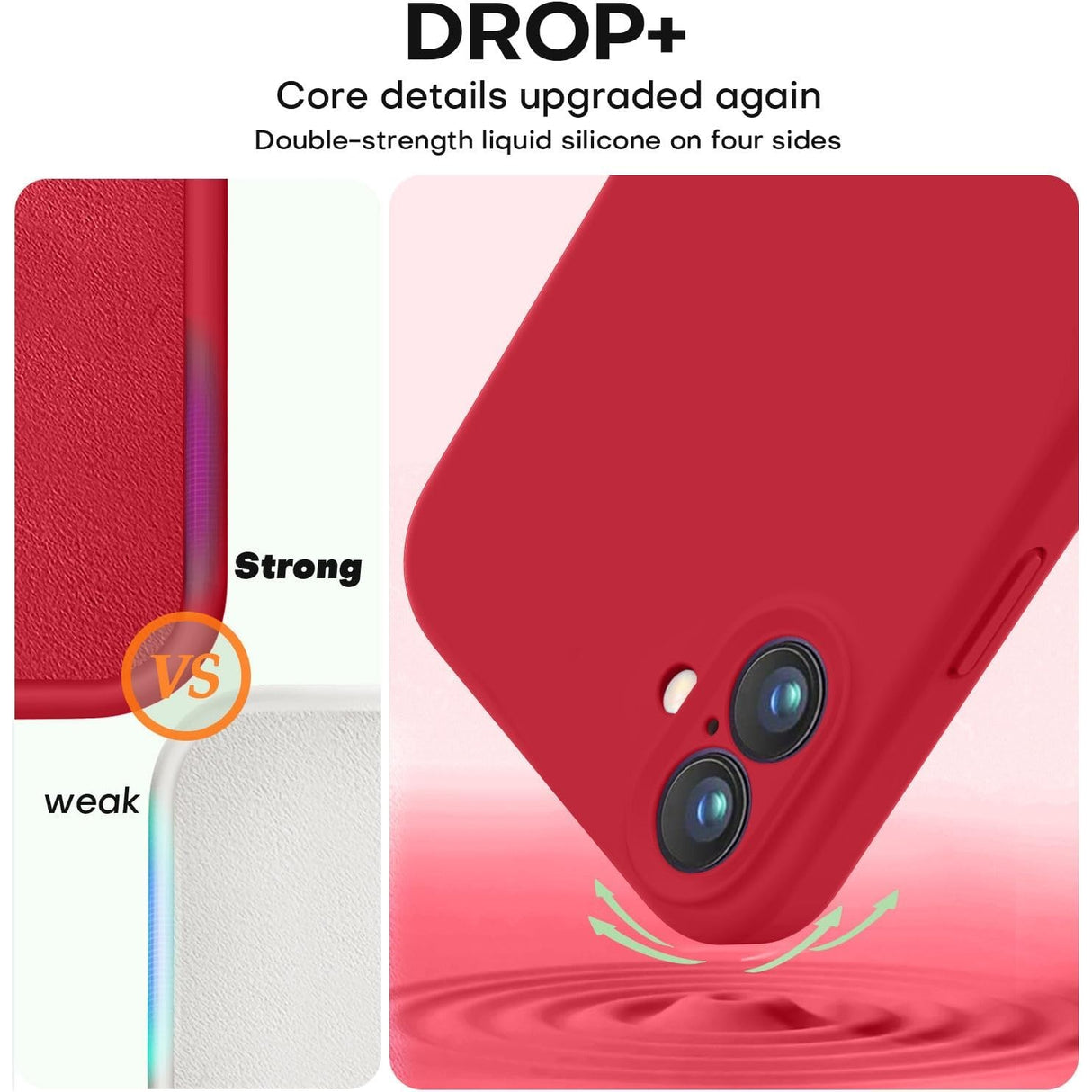 Husa de Protectie, Vivimall, pentru iPhone 16 Plus, Liquid Silicone, cu Microfibra pe Interior, Protectie Antisoc, Compatibil Incarcare Wireless, Rosu - vivimall.ro
