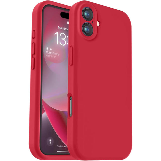 Husa de Protectie, Vivimall, pentru iPhone 16 Plus, Liquid Silicone, cu Microfibra pe Interior, Protectie Antisoc, Compatibil Incarcare Wireless, Rosu - vivimall.ro